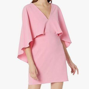 NWT HALSTON HERITAGE Flowy Cape Sleeve Crepe Mini Dress sz. 4 PEONY